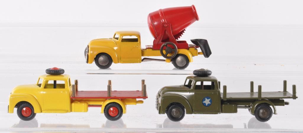 Group of 3 Vilmer and Tekno Die-Cast Vehicles: Includes 2 Flat Bed Trucks and a Cement Truck.