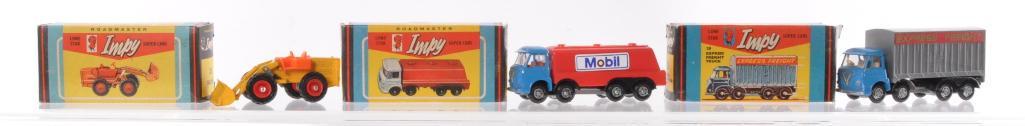 Group of 3 Lone Star Impy Roadmaster Die-Cast Vehicles: Includes No. 26 Foden Tanker (Mobil), No. 29 Express Freight Truck, and No. 25 Tractor.