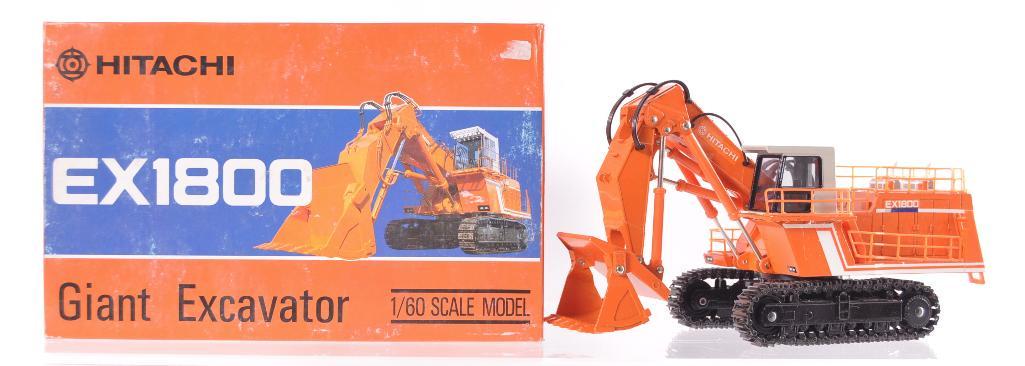 Shinsei Hitachi Die-Cast EX1800 Giant Excavator with: 1/60 Scale, Like New with Original Box, Made in Japan