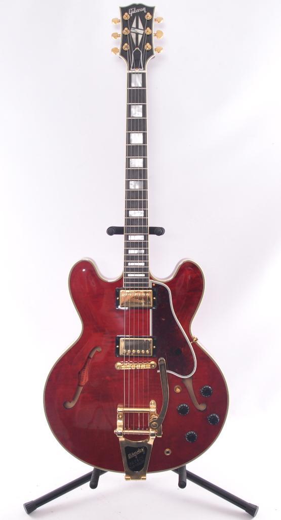 Gibson Model ES-355 Bigsby Electric Guitar with Case: Like New Condition, Includes COA, Paperwork, Whammy Bar, and More. Serial Number 12010701, Made in the USA, Manufactured July 2011