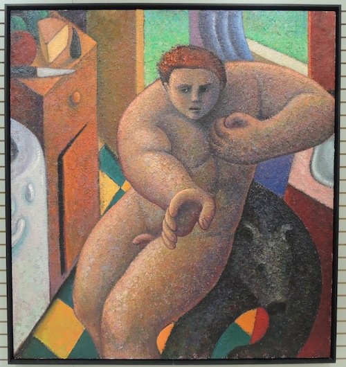 Oil on Canvas "Tragic Nude" by Robert Jessup: Robert Jessup (American 20th Century figurative artist) Vividly presented. 80 1/2 x 74 1/2 inches. Third party shipping is recommended