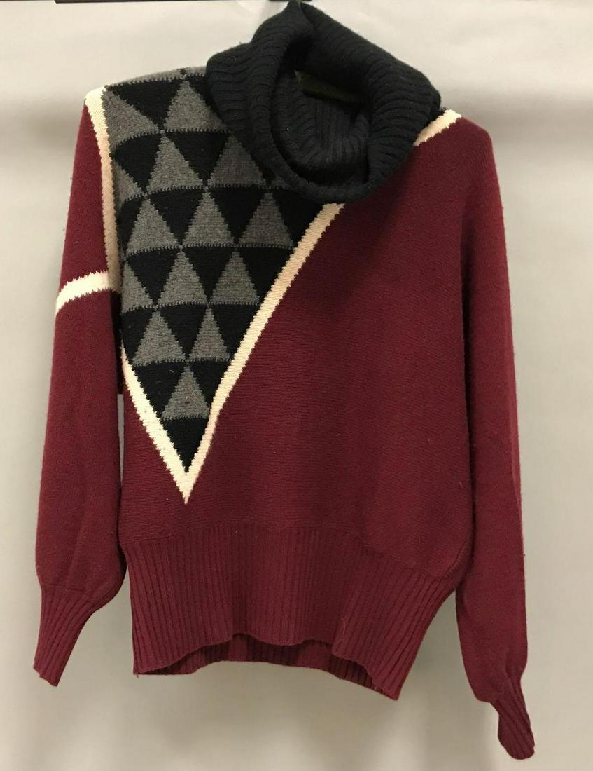 Vintage Gucci Women's Cashmere Cowl Neck Sweater: Size 44, measurements approximate, shoulder 20, outside sleeve 20.5, inside 17.5, bust 42