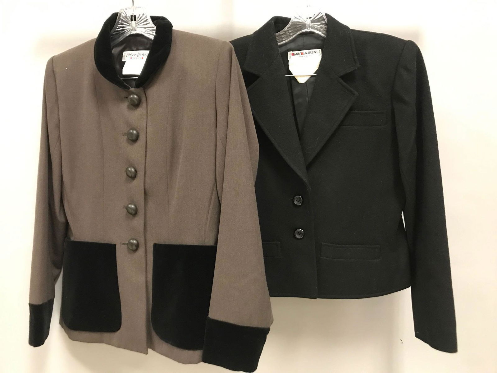 Vintage Yves Saint Laurent Women's Wool Jackets: Size 36. Measurements approximate, shoulder 16, outside sleeve 24, inside 19, bust 38