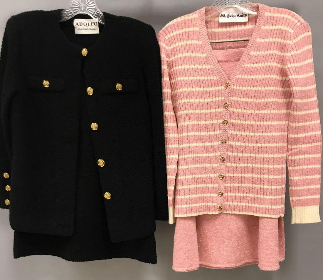 Group of 2 : Women's Vintage Sweater Sets: Wool/rayon blend. Measurements approximate, shoulder 15, waist 33, outside sleeve 21, inside 14.5, bust 36, length 23