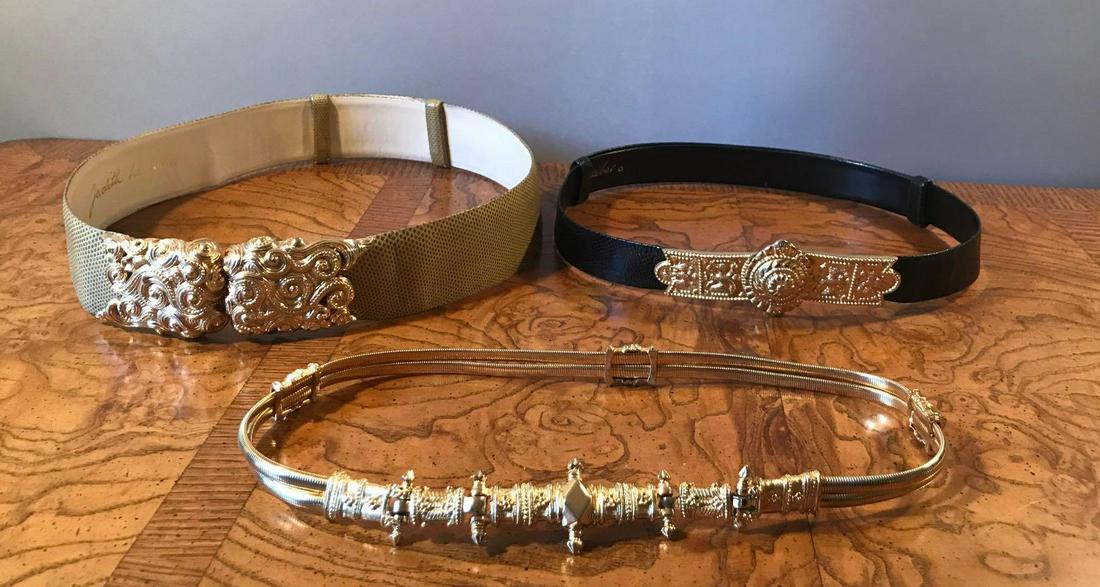 Group of 3 : Vintage Judith Leiber Belts: Women's Medium. 2 adjust to 38 inches. With storage bags