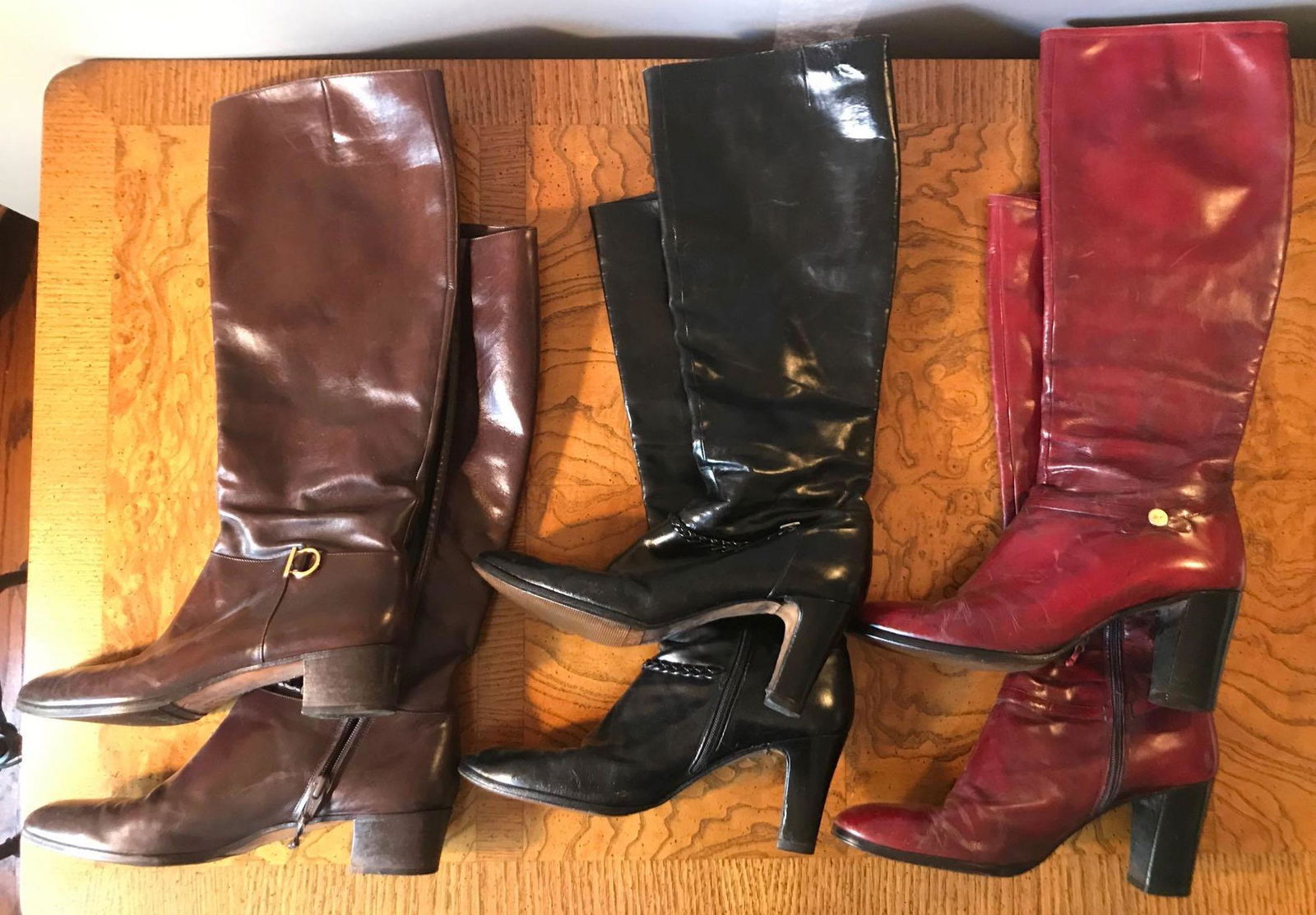 Group of 3 pair : Salvatore Ferragamo Women's Knee High: Womens size 9, narrow width. Used condition