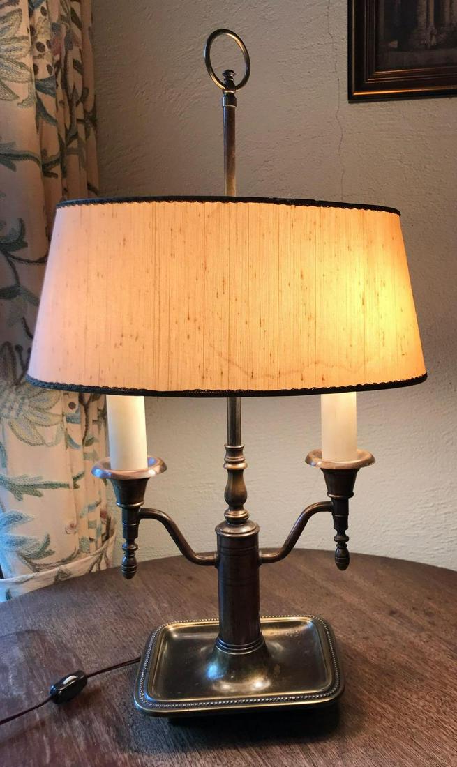 Vintage F. Cooper Lamps table lamp: 24 inches tall. Double candlestick style. Working condition