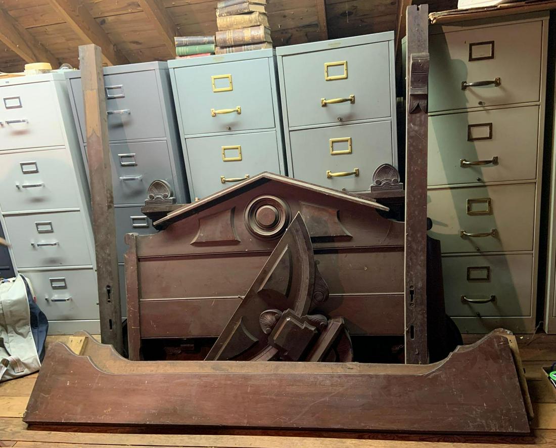 Antique wooden headboard and footboard: No shipping. located in attic