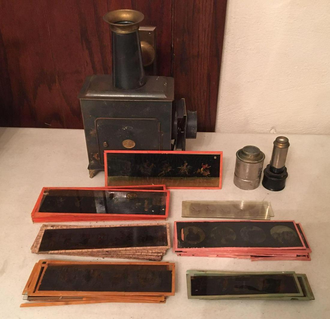Antique Magic Lantern with Slides: 9 x 12 inches