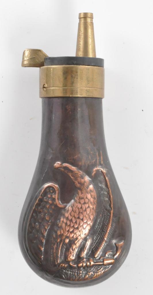 Antique Eagle Pistol Powder Flask: Made in Italy, 4 1/2 x 1 1/2 inches