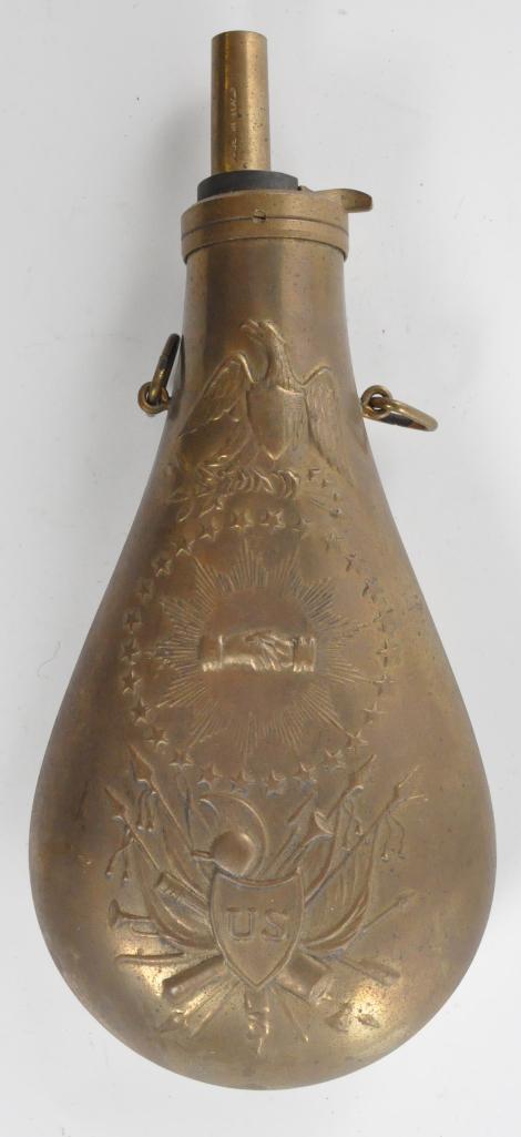Antique US Powder Flask: Made in Italy, 4 x 9 inches