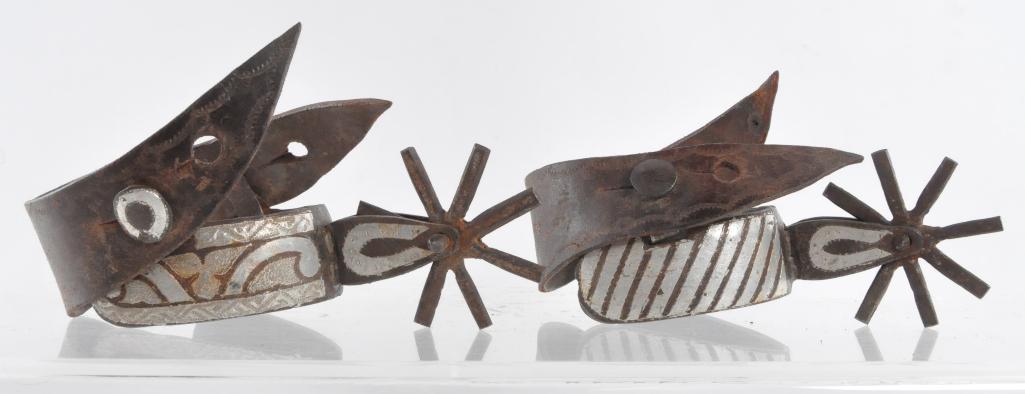 Antique Western Cowboy Spurs: Heel Width 3 1/4 inches, Total Measurement 3 3/4 x 6 1/2 x 3 inches