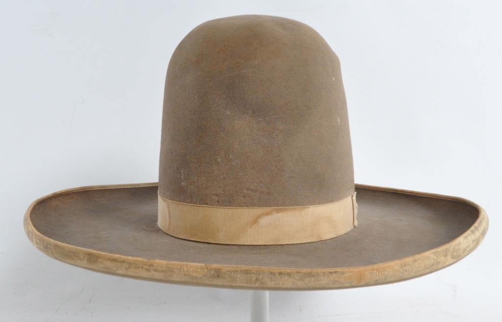 Vintage Western Shipley Cowboy Hat: "Ten Gallon Hat", Chas. P. Shipley, Size 7 1/8, 17 x 16 x 8 inches