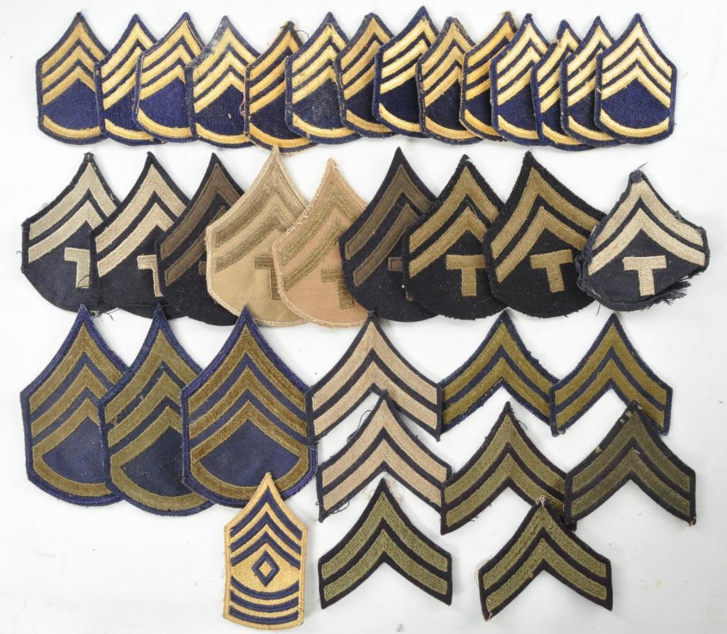 Large Group of WW2 and Korean War Rank Stripes: Largest 3 x 5 inches