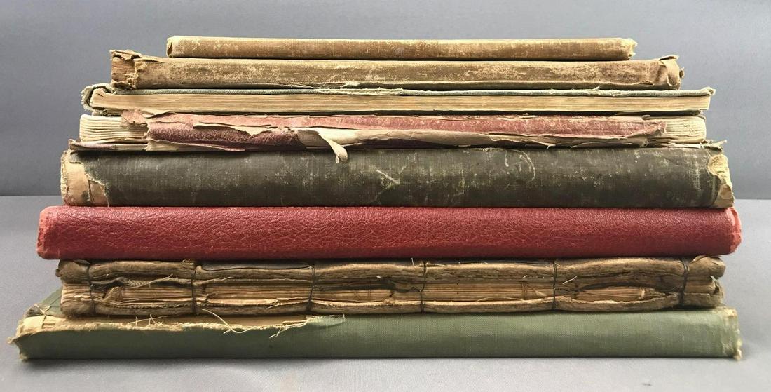 Group of 8 Antique and Vintage Atlas/Geography Books: Largest is 11x14.75 inches. Watsons New and Complete Illustrated Atlas of the World (1885), Peerless Atlas of the World (1905), Colliers World Atlas and Gazetteer (1938) and more. Used to rough condit