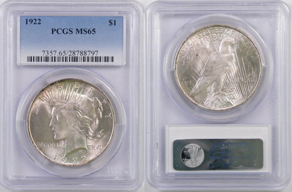 1922 P Peace Silver Dollar (PCGS) MS65. (1 of 6)