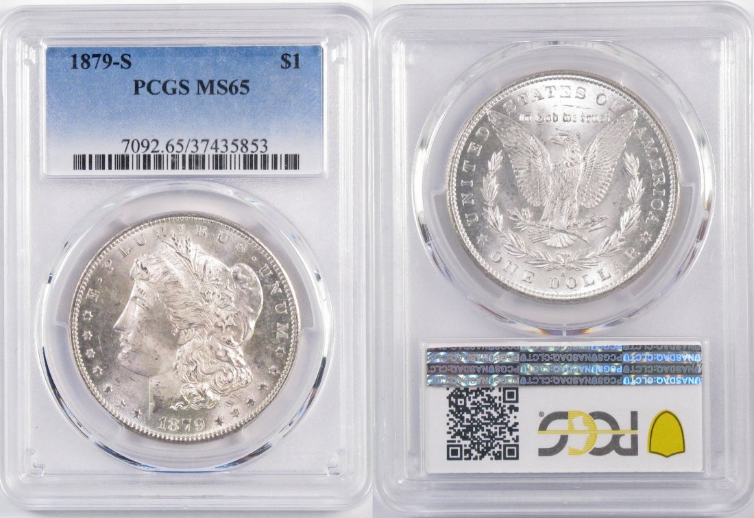 1879 S Morgan Silver Dollar (PCGS) MS65. (1 of 6)