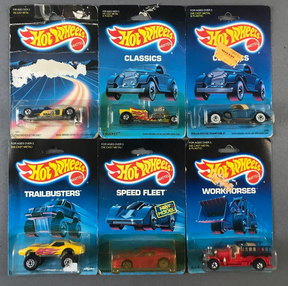 Group of 6 Hot Wheels Die-Cast Vehicles in Original: Includes No. 3716 Monster Vette, No. 5111 Ferrari Testarossa, No. 3290 Rolls Royce Phantom II and more.