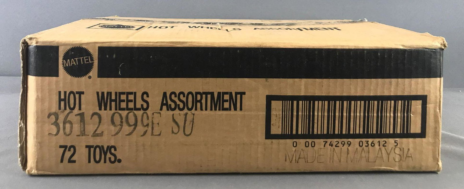 Partially Full Shipping Box of Hot Wheels Die-Cast: 23 pieces. Includes Batmobile, Oscar Mayer Mobile, Flintstones Car and James Bond Aston Martin