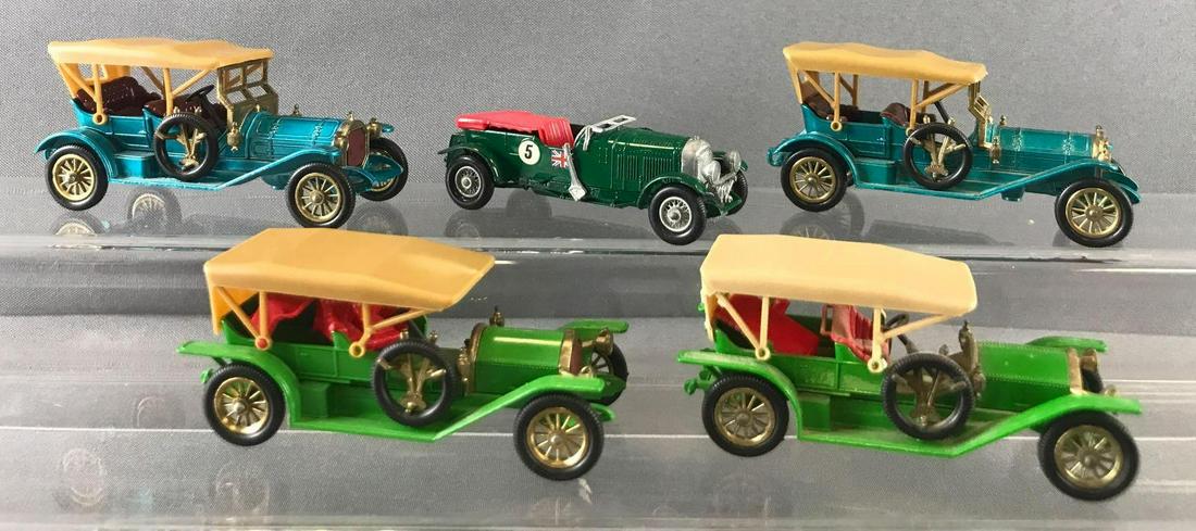 Group of 5 Matchbox Models of Yesteryear Die-Cast: Includes (2) Y-12 1909 Thomas Flyabout, (2) Y-9 1912 Simplex, and No. 5 1929 4.5 Litre Bentley