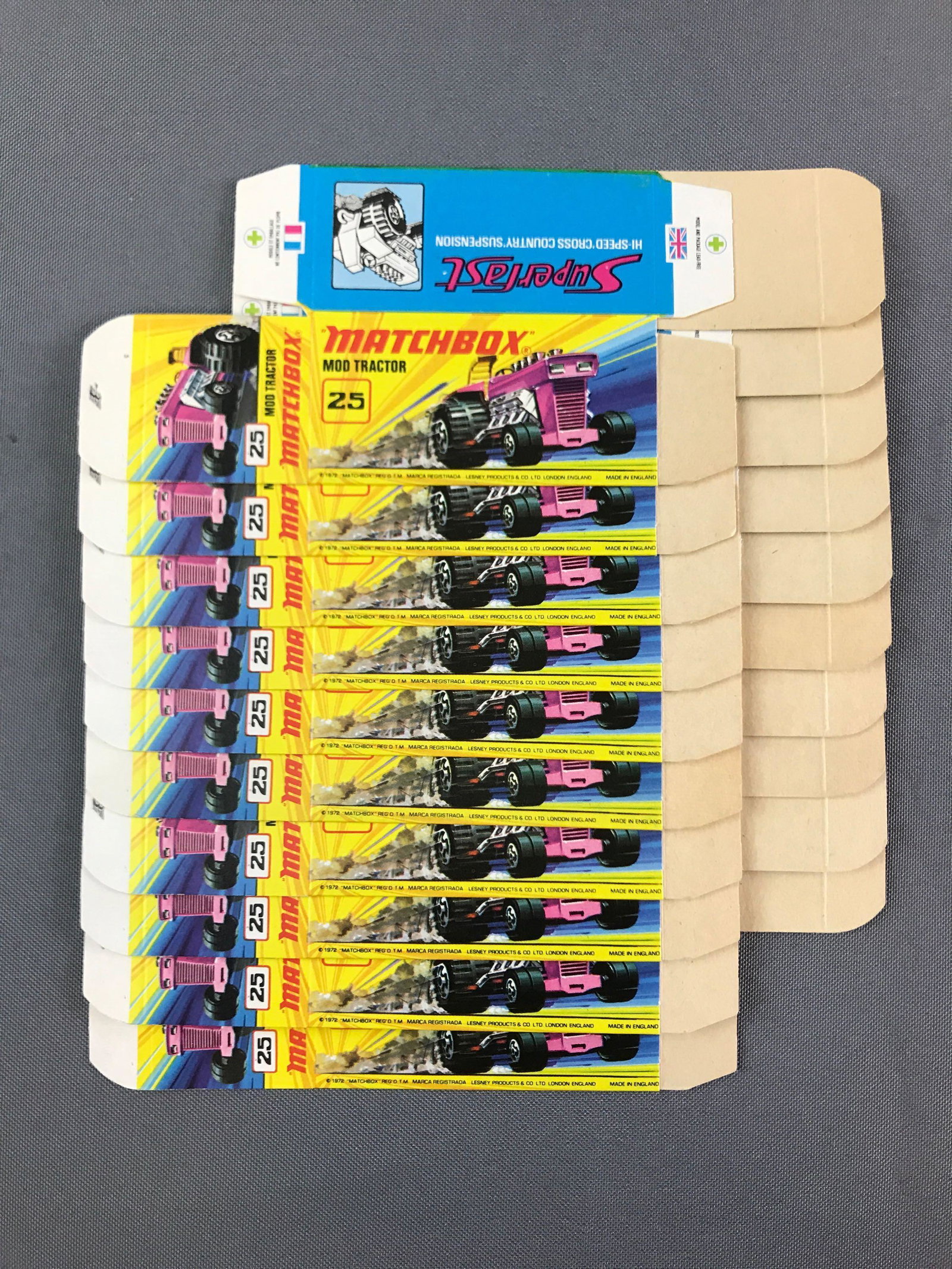 Group of 10 Matchbox I Type Boxes #25 Mod Tractor: Boxes only, no vehicles included. Lesney products. All boxes are for #25