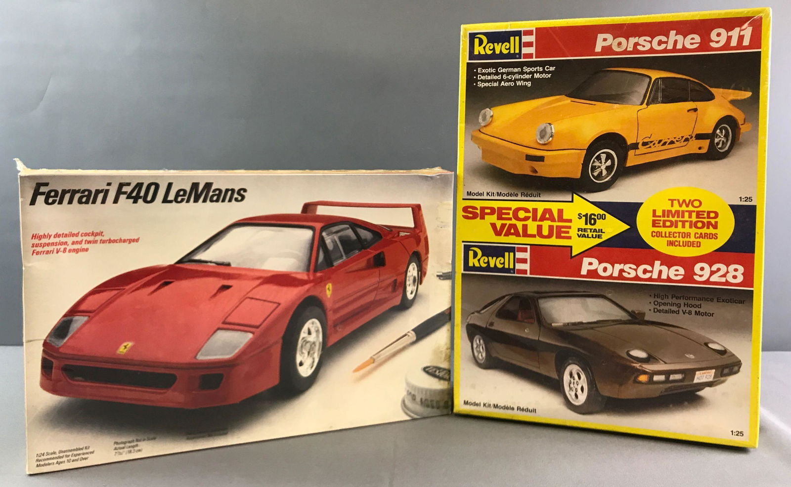 Group of Ferrari and Porsche Model Car Kits sealed in (1 of 4)