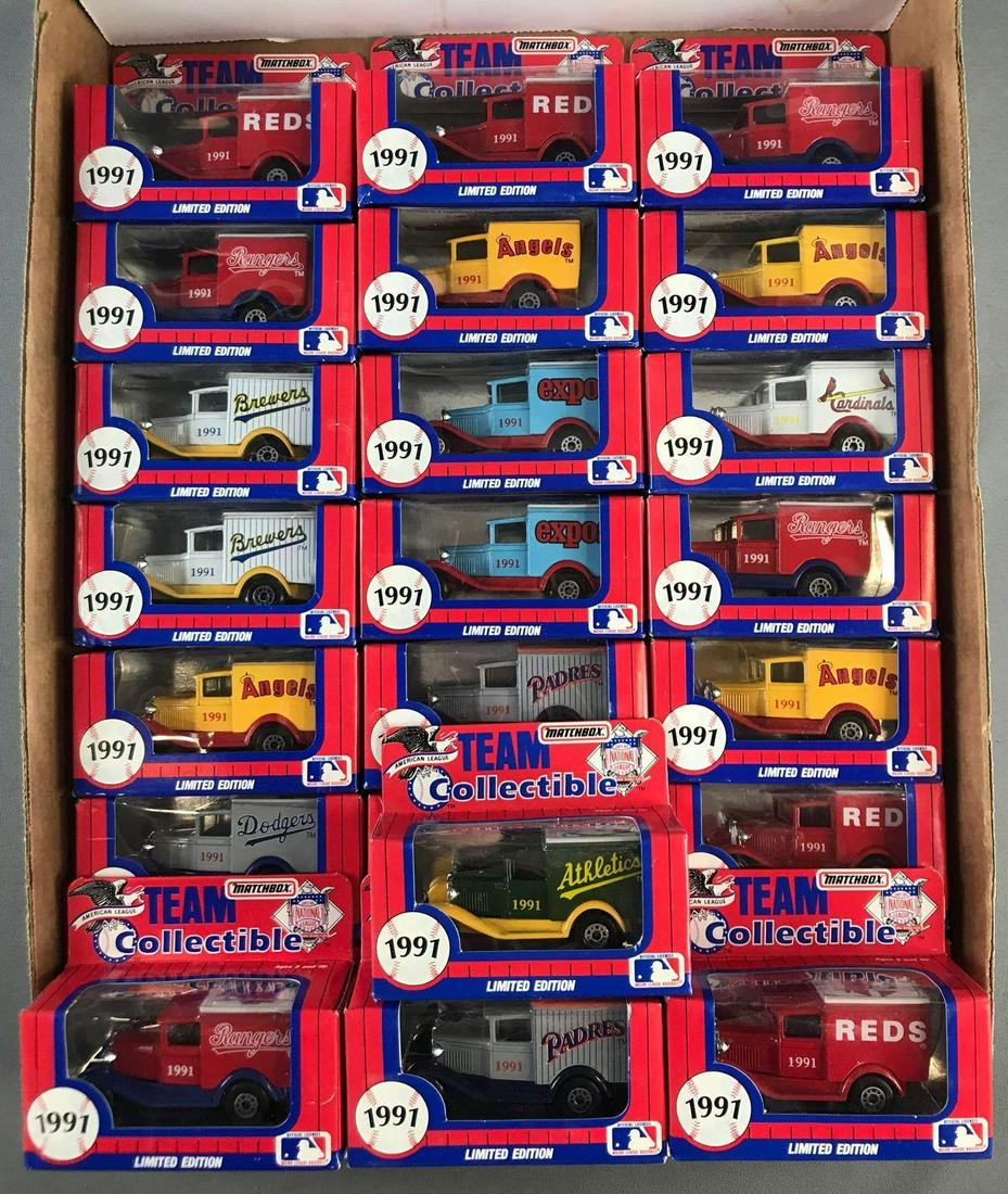 Group of 25 Matchbox Team Collectible 1991 MLB Die-Cast: Includes Dodgers, Athletics, Brewers and more