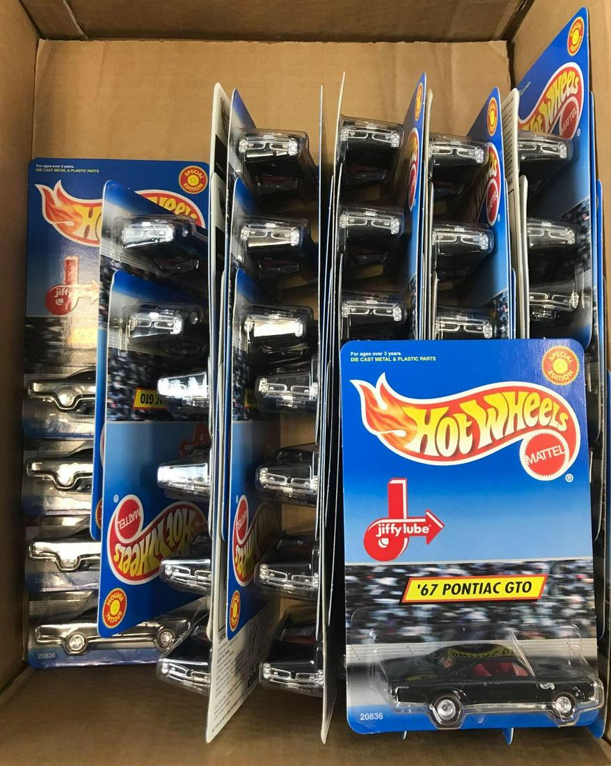Partially Full Shipping Box of Hot Wheels Die-Cast: Special Edition Jiffy Lube 67 Pontiac GTO