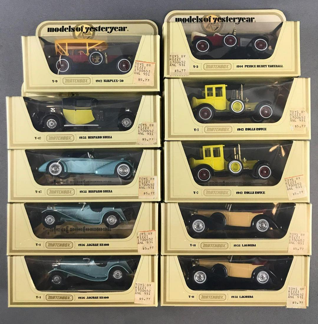 Group of 10 Matchbox Memories of Yesteryear Die-Cast: Includes Y-11 1938 Lagonda, Y-1 1936 Jaguar SS100, Y-17 1938 Hispano Suiza and more