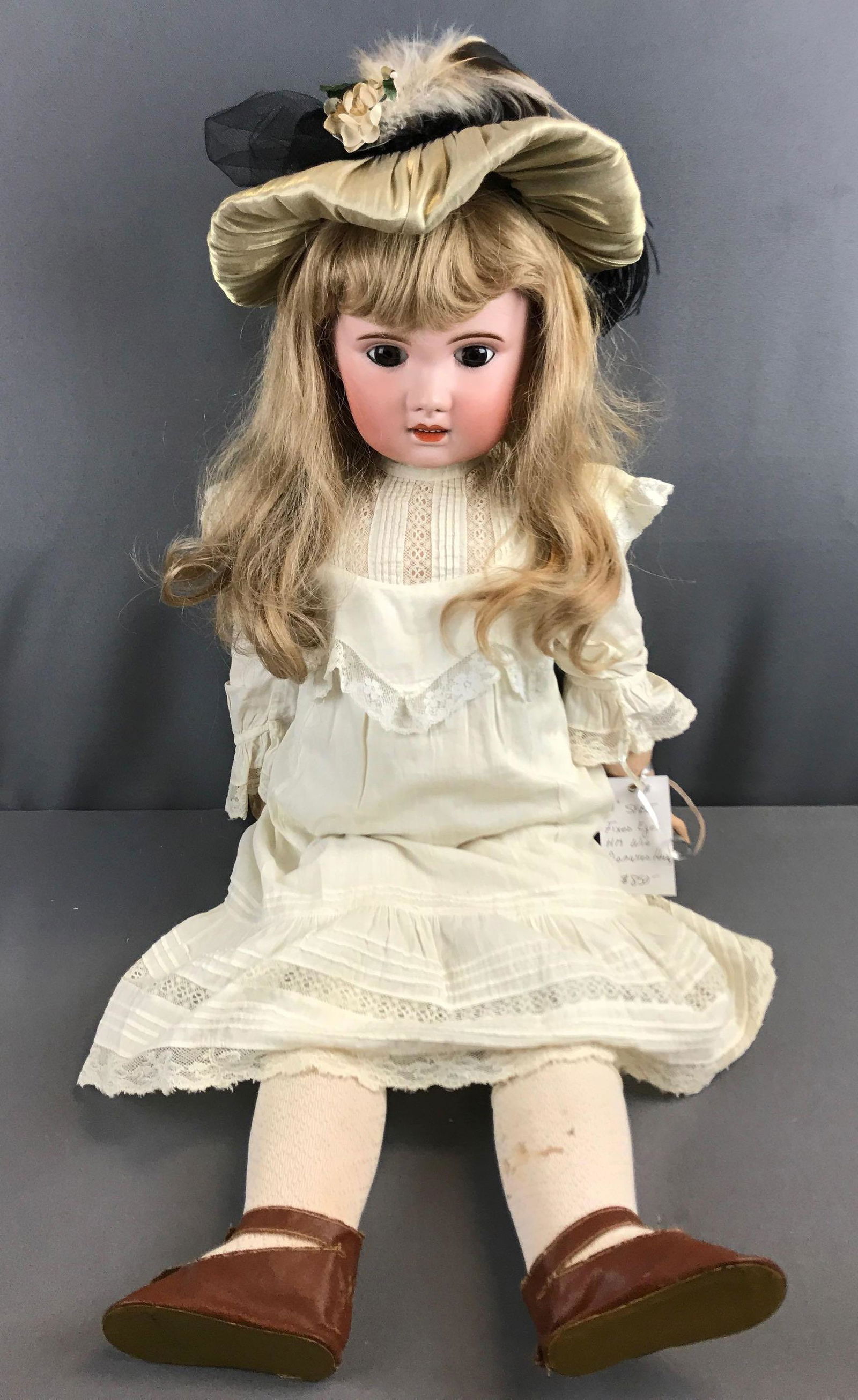 Antique SFBJ Bisque head blonde doll with brown eyes (1 of 6)