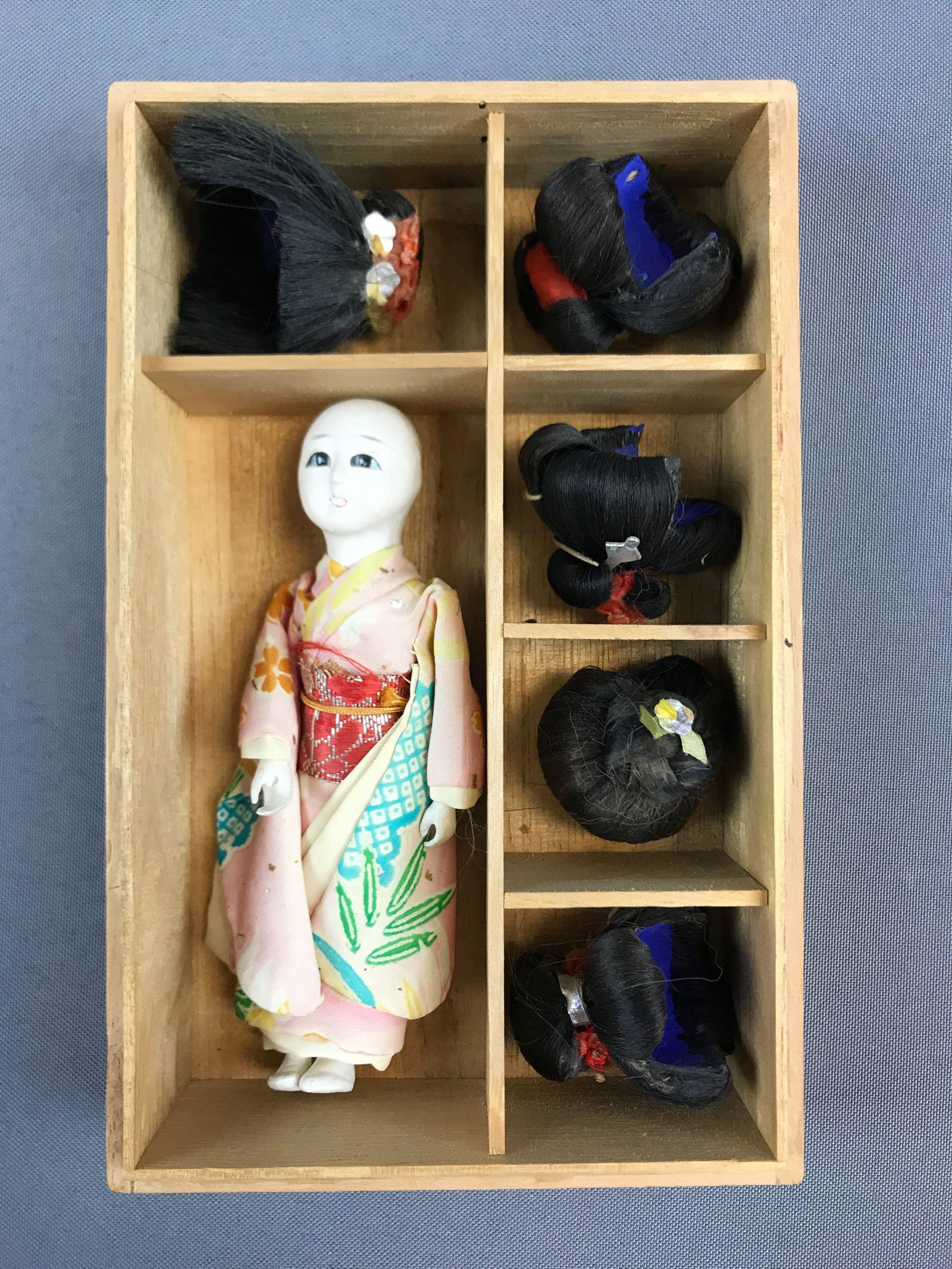 Vintage Asian inspired doll with extra wigs in case (1 of 4)