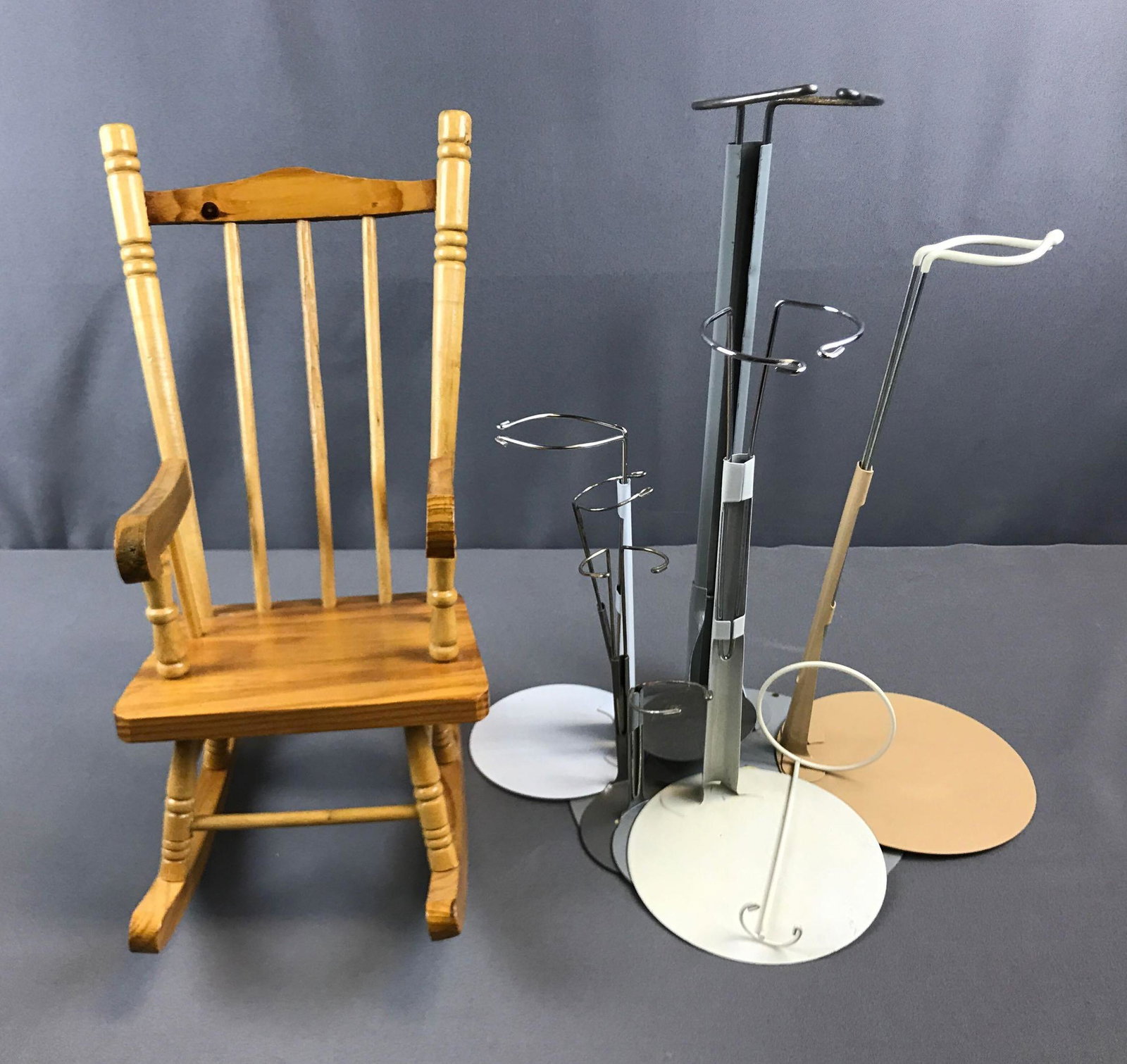 Group of Doll accessories- stands and chair (1 of 2)