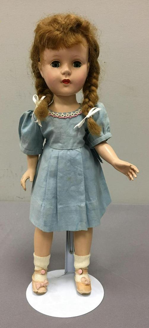 Antique/Vintage Doll: 1950s, Unmarked, hard plastic walker, 15 inches tall