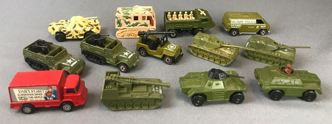 Group of 13 die-cast military vehicles and more (1 of 2)