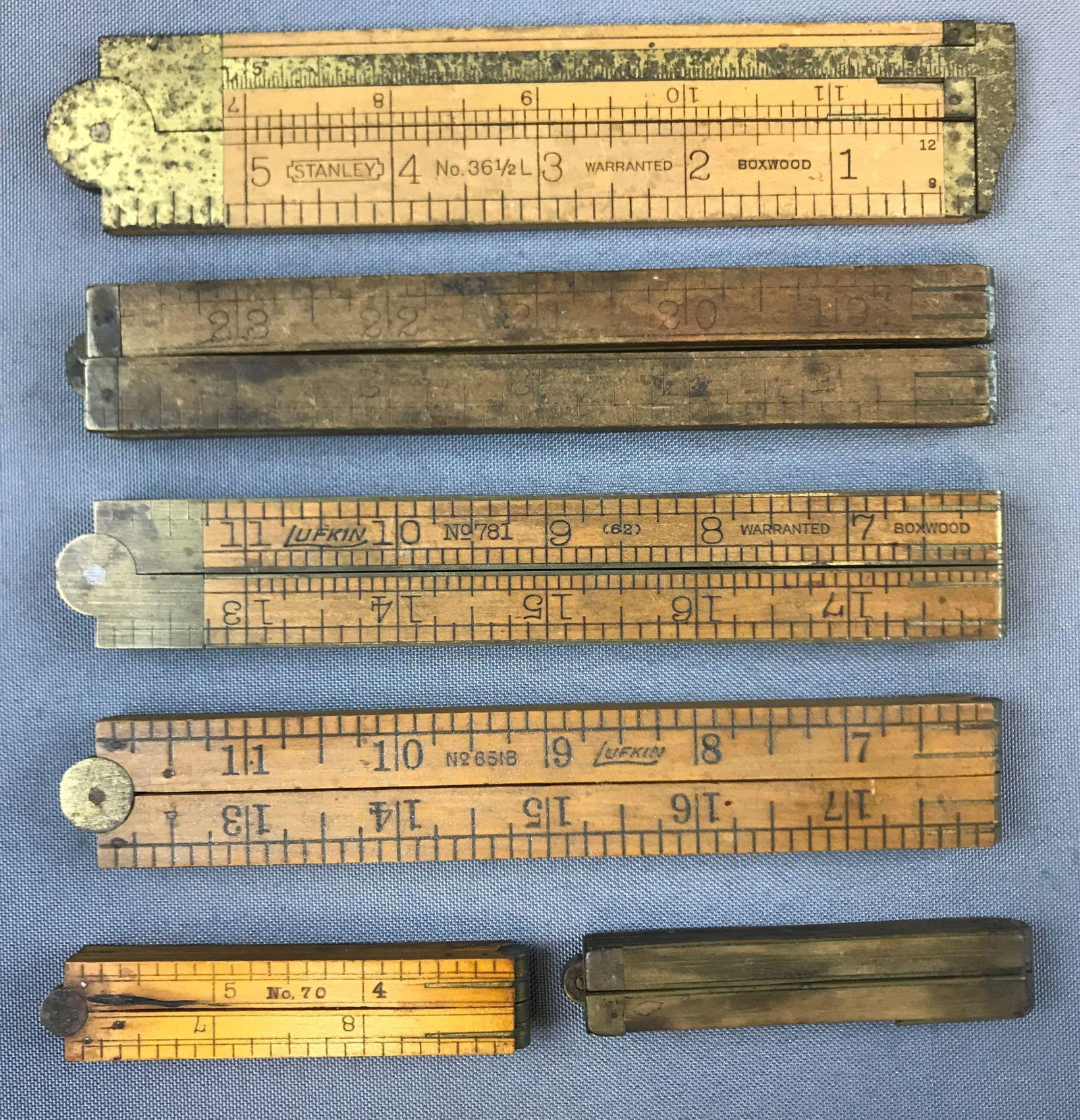 Group of 6 Vintage Wooden Folding Rulers (1 of 3)