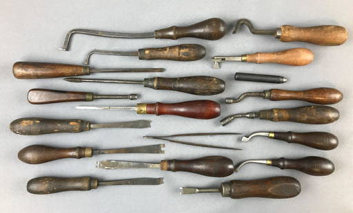 Group of 19 Vintage Leather Working Tools: Largest is 10 inches