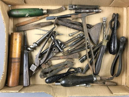 Group of Vintage Leather working tools: Various types and sizes