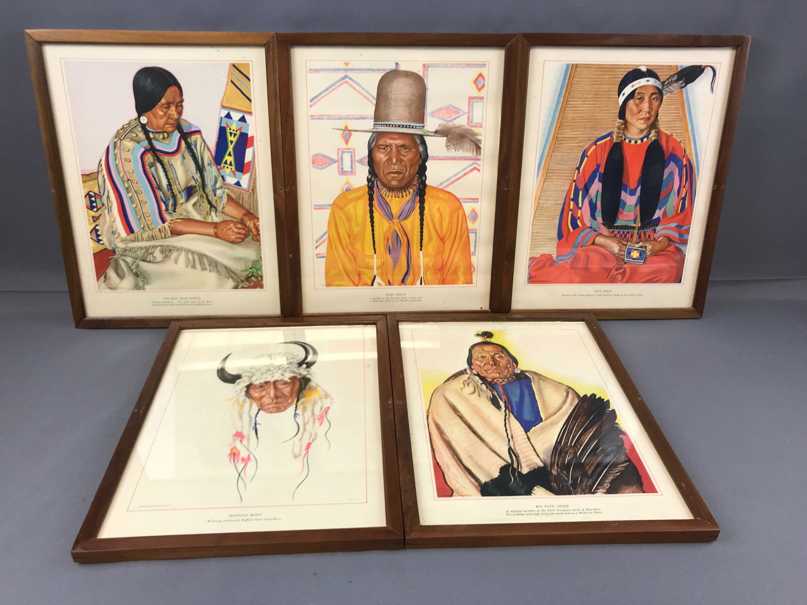 Group of 5 Vintage Framed Prints Native American (1 of 4)