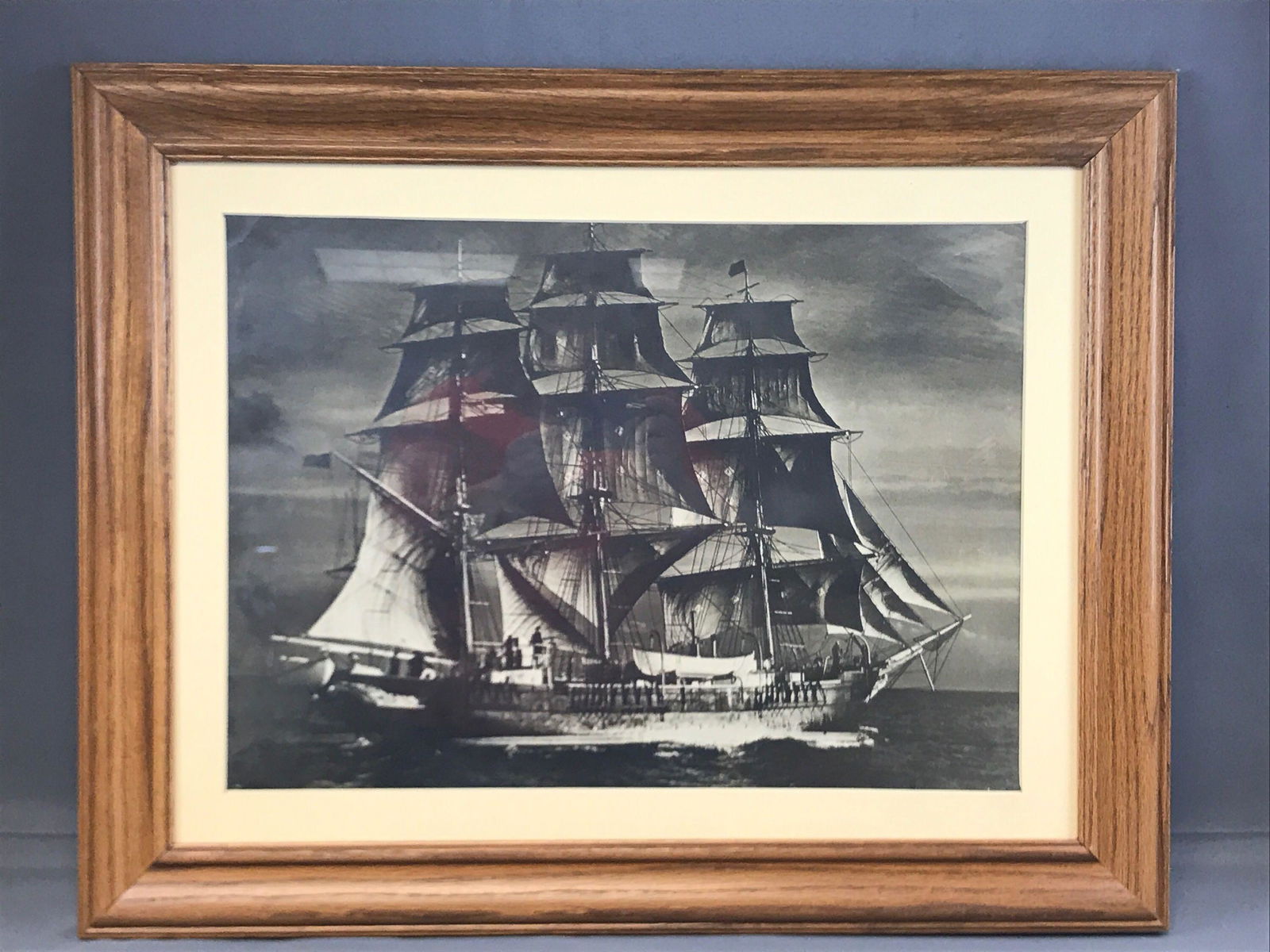 Vintage Framed Photograph Print of Ship and Sea (1 of 5)