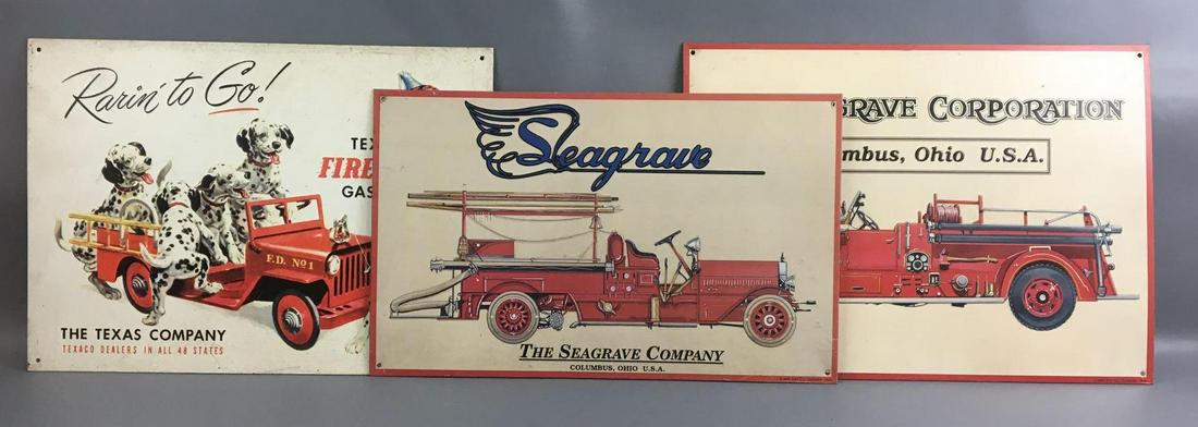 Group of 3 Fire Truck Metal Signs (1 of 4)