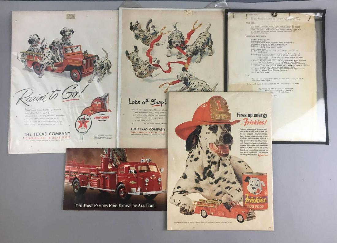 Group of Vintage Advertising Illustrations Firefighters: Includes Texaco, dalmations, postcards and more