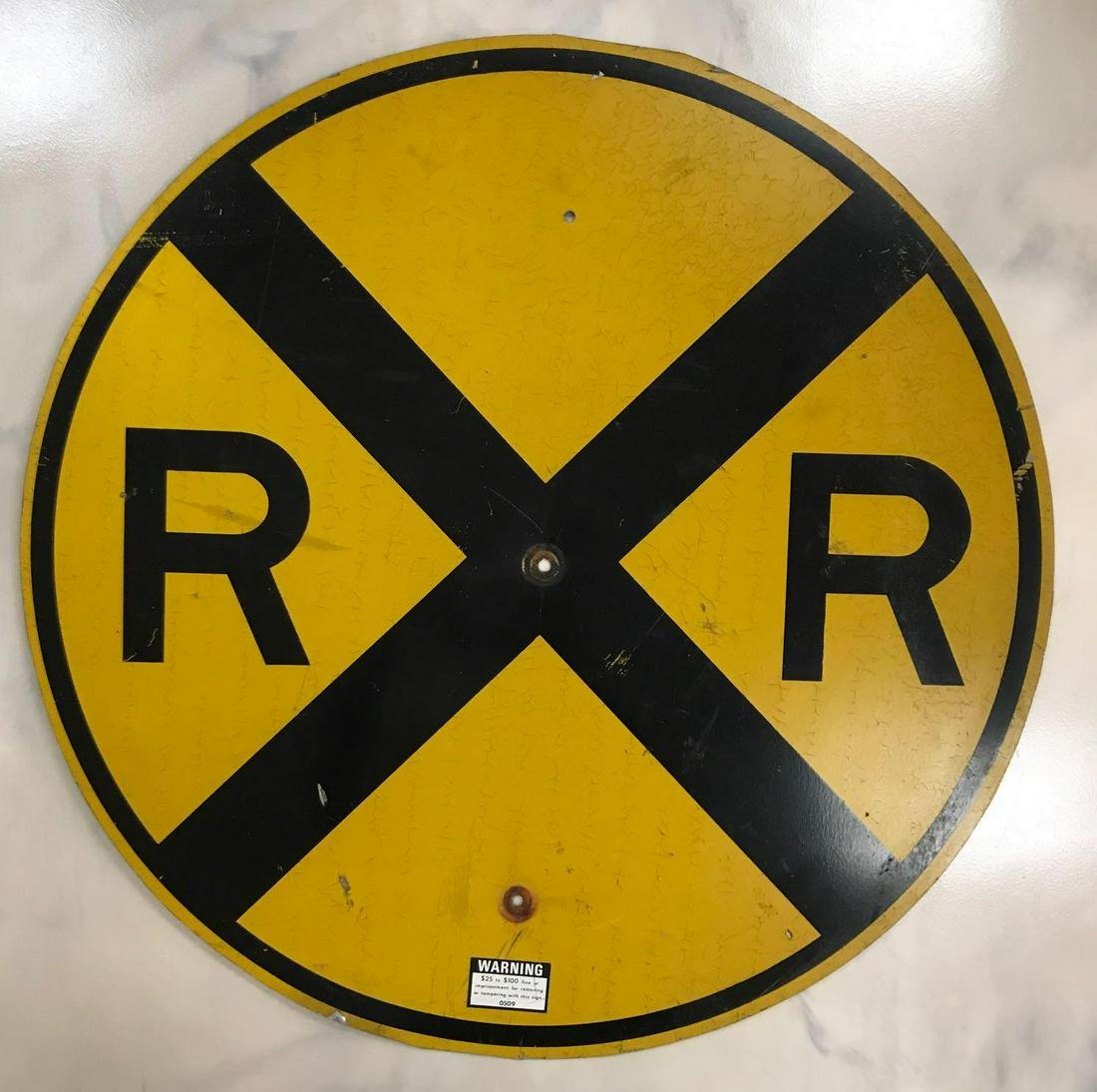 Vintage RR crossing sign, round (1 of 3)