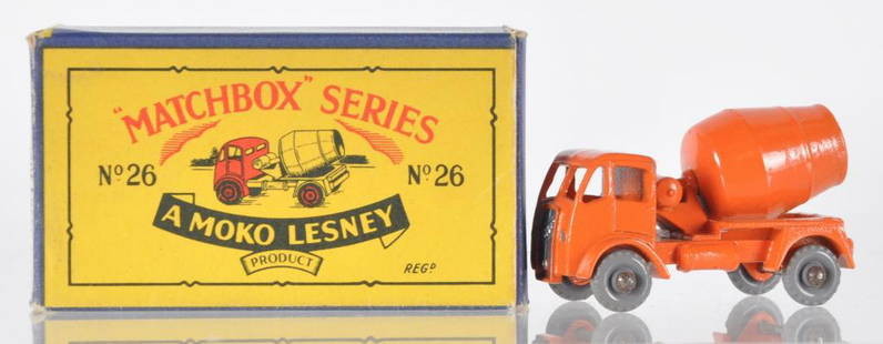 Matchbox No. 26 Cement Lorry Die-Cast Vehicle with: Orange Body with GPW, B Moko Box, A Lesney Product, Made in England