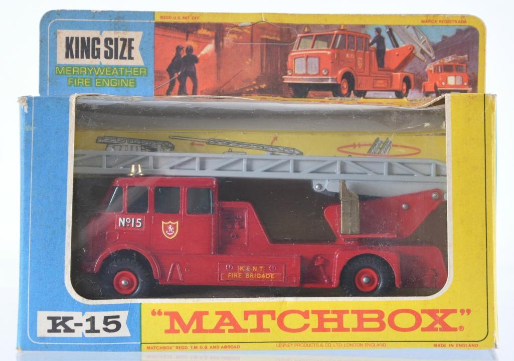Matchbox King Size K-15 Merryweather Fire Engine: A Lesney Product, Made in England, Like New Condition