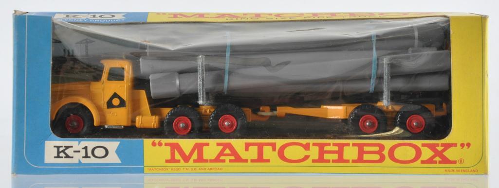 Matchbox King Size K-10 Pipe Truck Die-Cast Vehicle: A Lesney Product, Made in England, Like New Condition