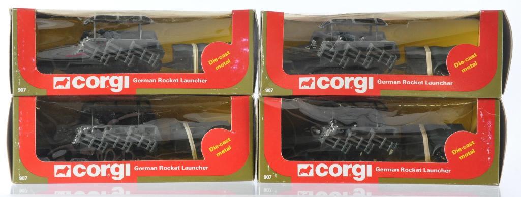 Group of 4 Corgi German Rocket Launchers Die-Cast: Some Damage to Packaging, Like New Condition