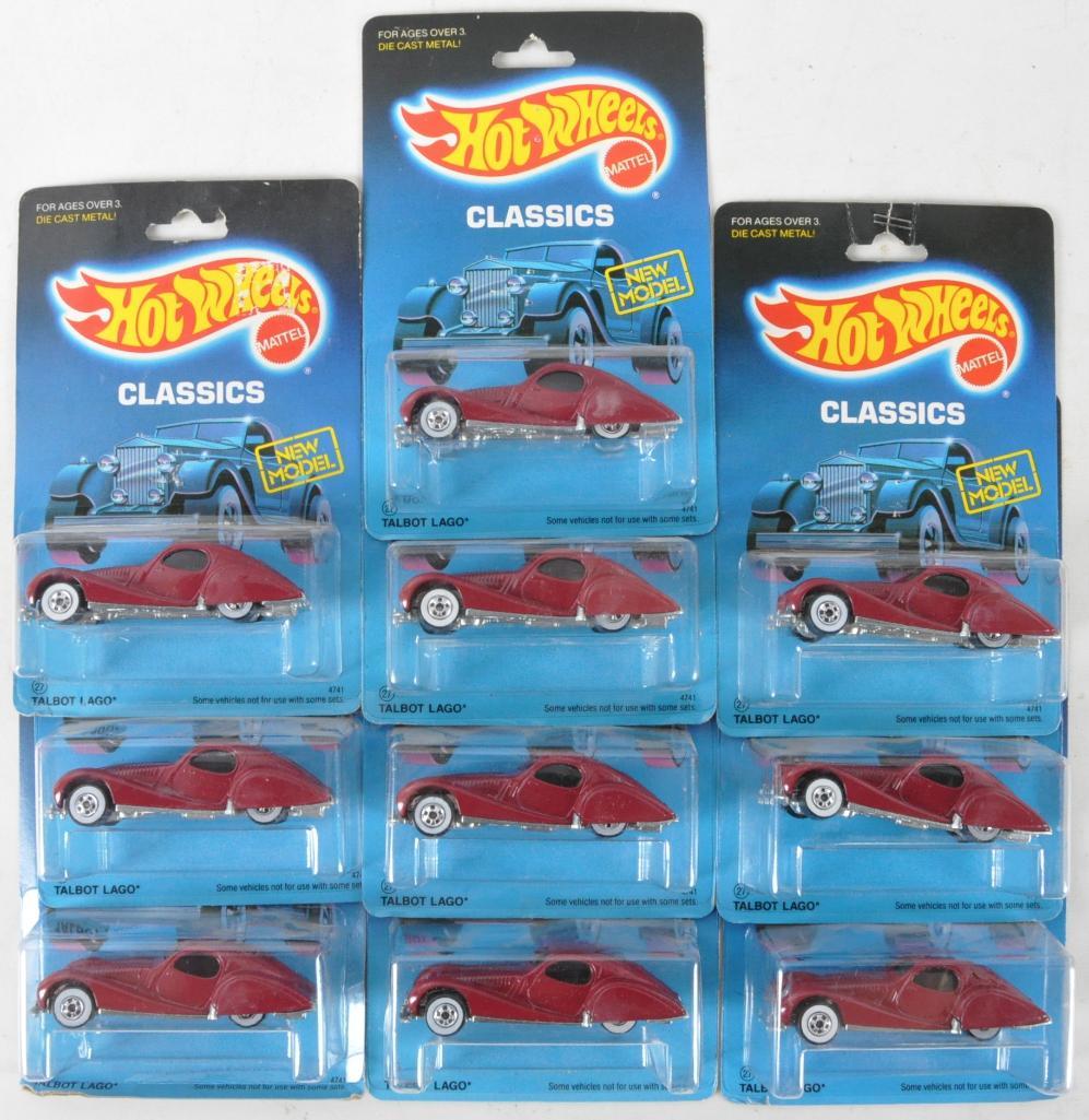 Group of 10 Hot Wheels Classics Talbot Lago Die-Cast: New in Original Packaging