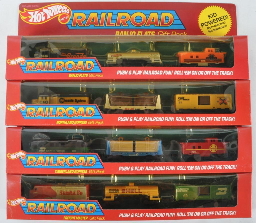Group of 4 Hot Wheels Railroad Train Car Gift Sets in Feb 23, 2020