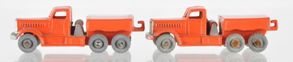 Group of 2 Matchbox No. 15 Prime Mover Die-Cast: Both have Orange Bodies with Metal Wheels, A Lesney Product, Made in England