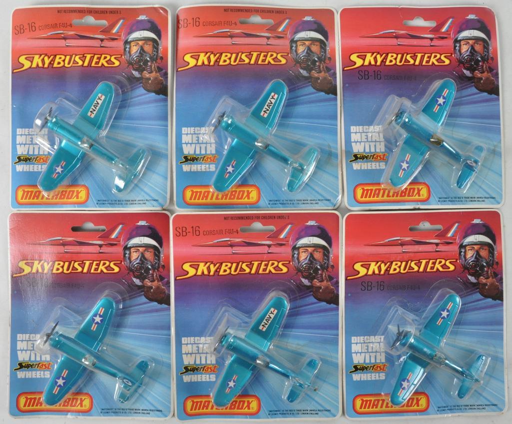 Group of 6 Matchbox Sky Busters Die-Cast Air Planes in: Includes 6 SB-16 Corsair F40-4, A Lesney Product, Made in England